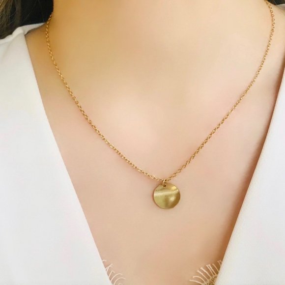 14K Gold-Filled Disk Pendant Necklace - Picture 1 of 1